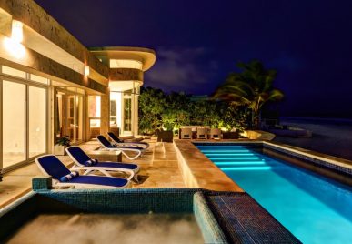 beach house riviera maya night pool