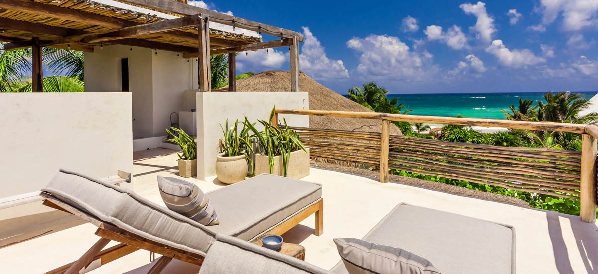 casa chakte terrace beach chairs