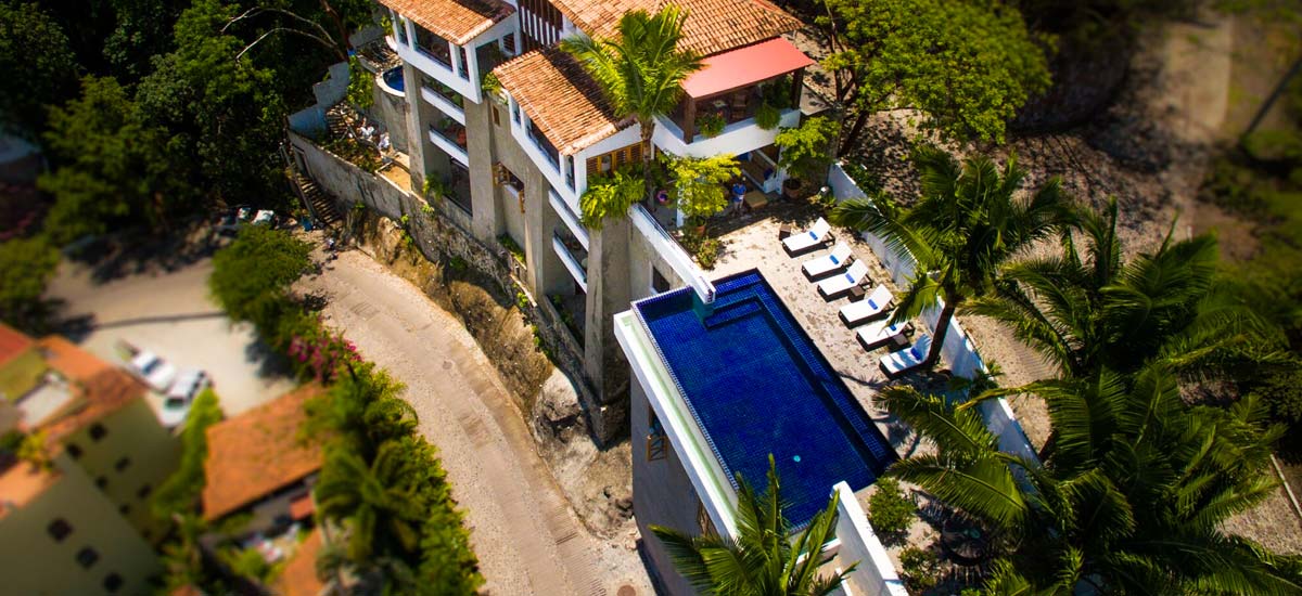 villa lucia balcony aerial view pool